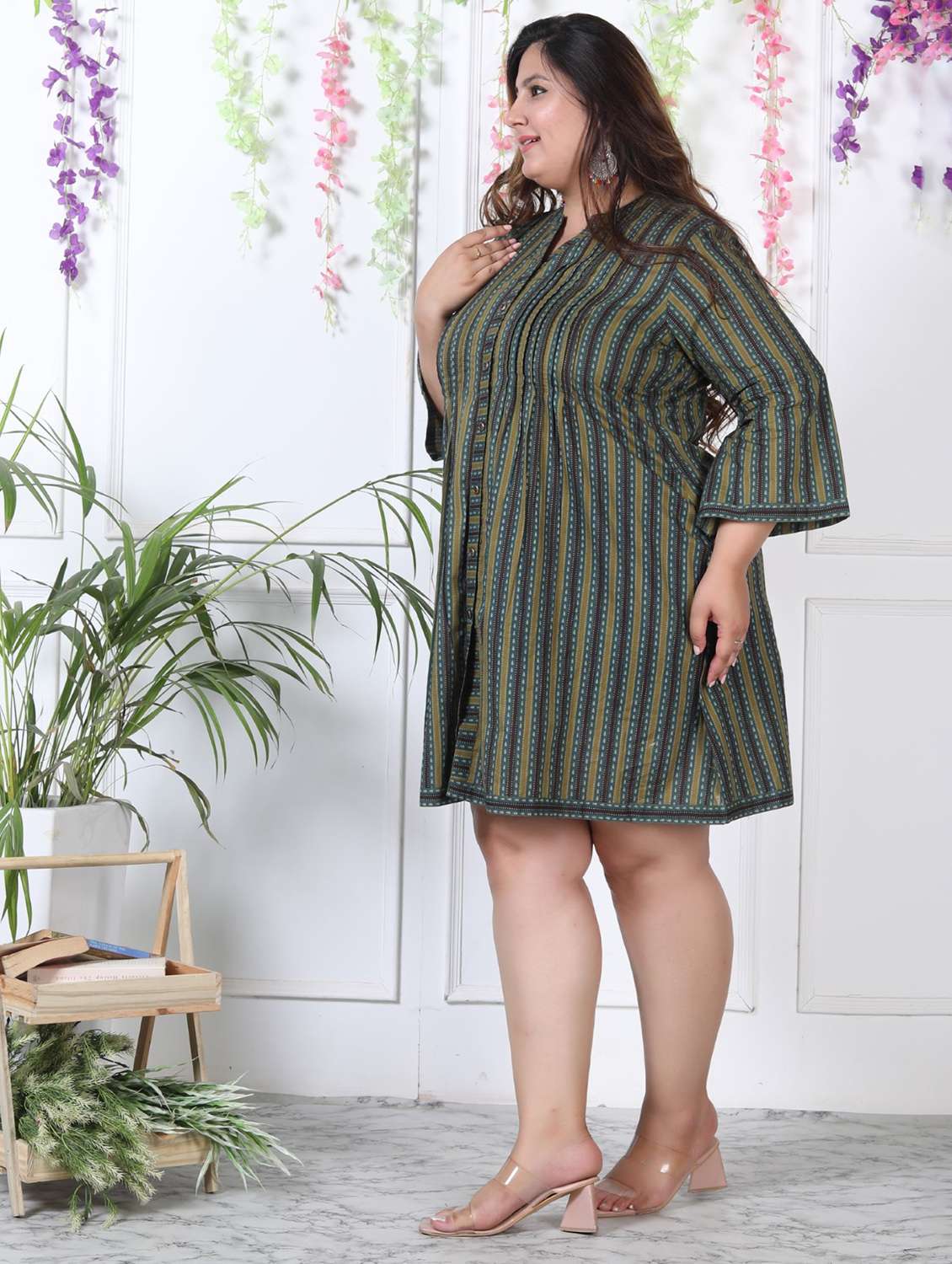 women plus size printed long sleeve a-line dress - 22076712 -  Standard Image - 1