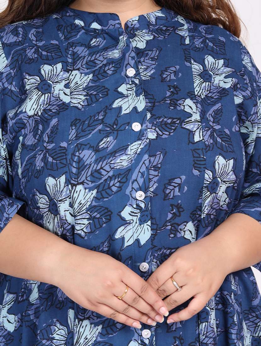 women printed three quarter sleeve a-line dress - 22076731 -  Standard Image - 4