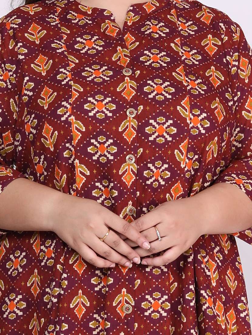 women plus size printed three quarter sleeve dress - 22076740 -  Standard Image - 4