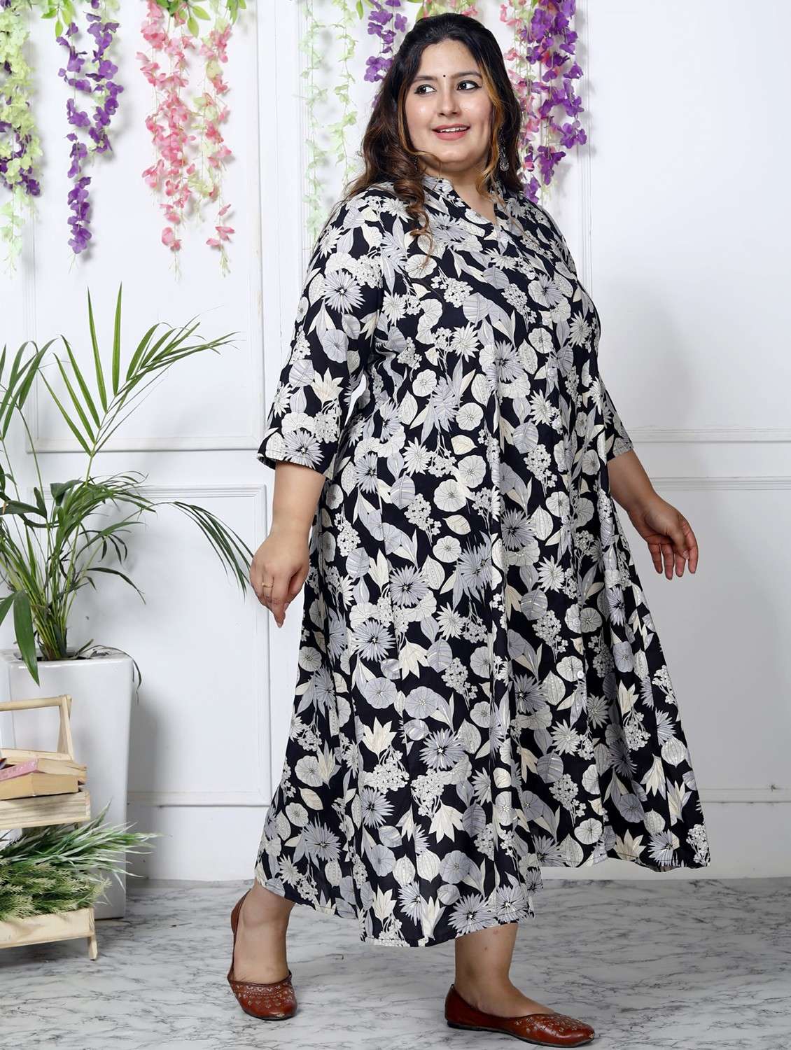 women plus size printed three quarter sleeve dress - 22076751 -  Standard Image - 1
