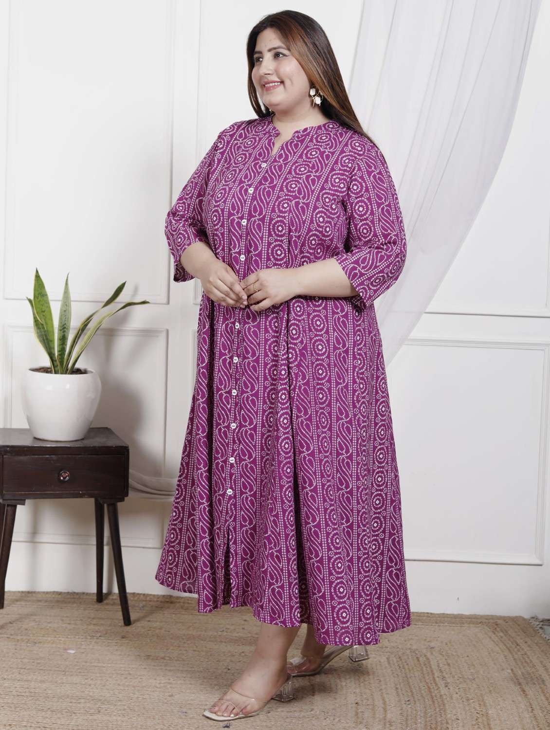 women plus size printed three quarter sleeve dress - 22076758 -  Standard Image - 1