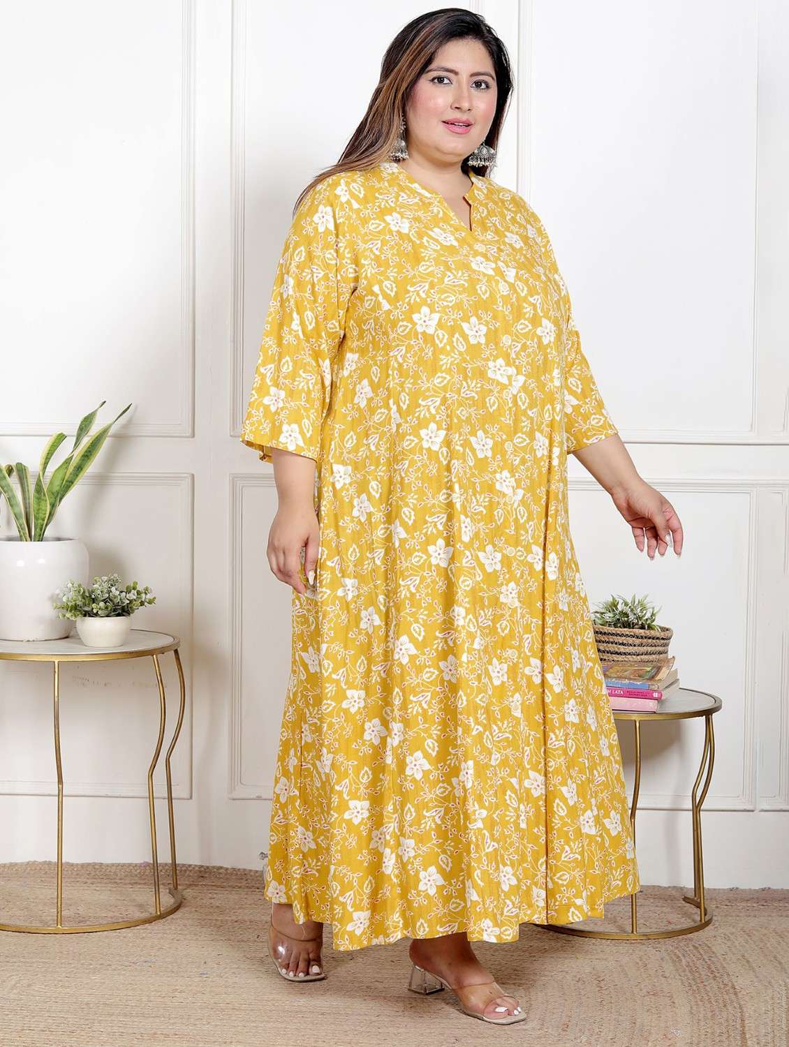 women plus size printed three quarter sleeve dress - 22076759 -  Standard Image - 1
