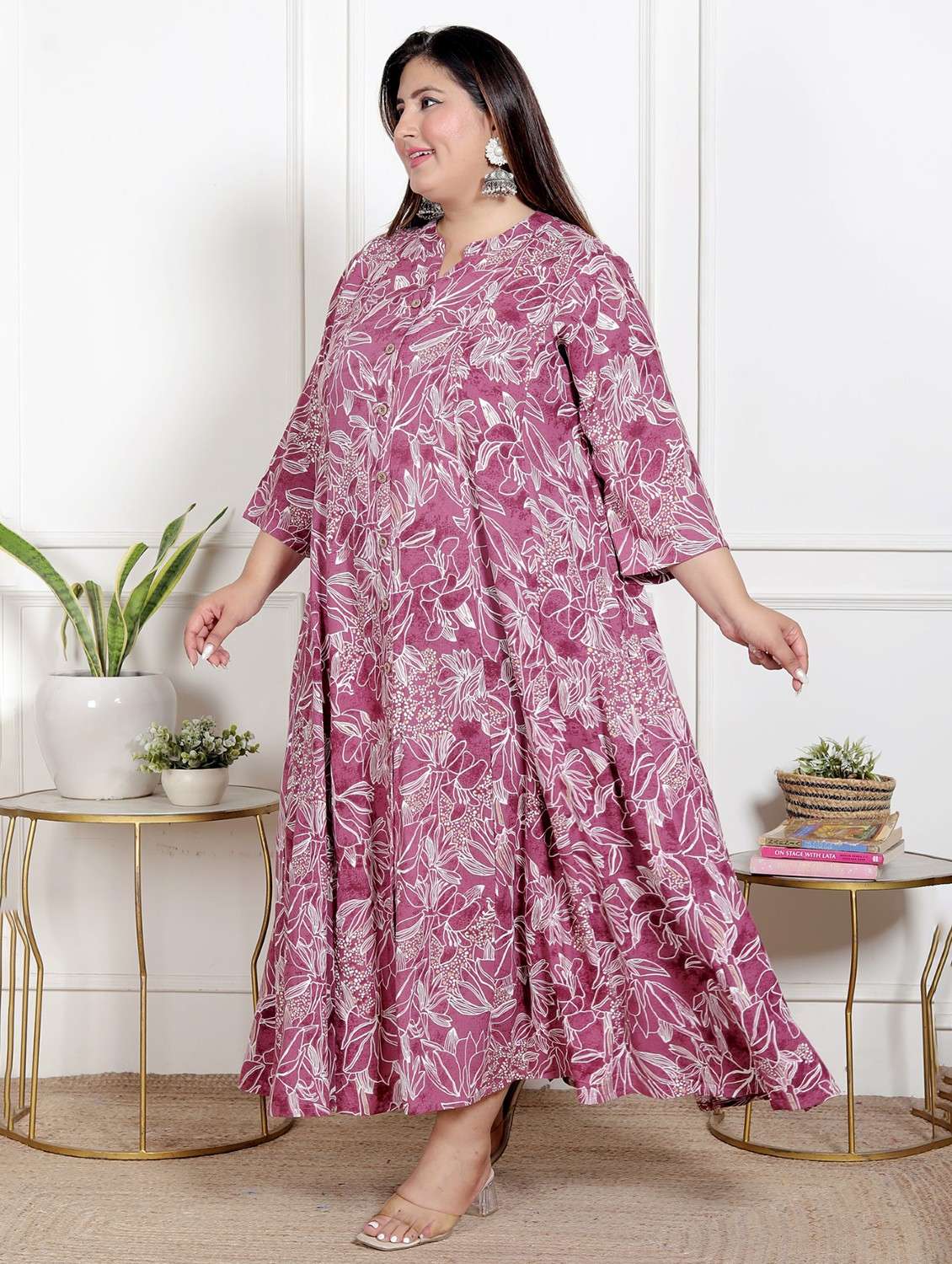 women plus size printed three quarter sleeve dress - 22076760 -  Standard Image - 1