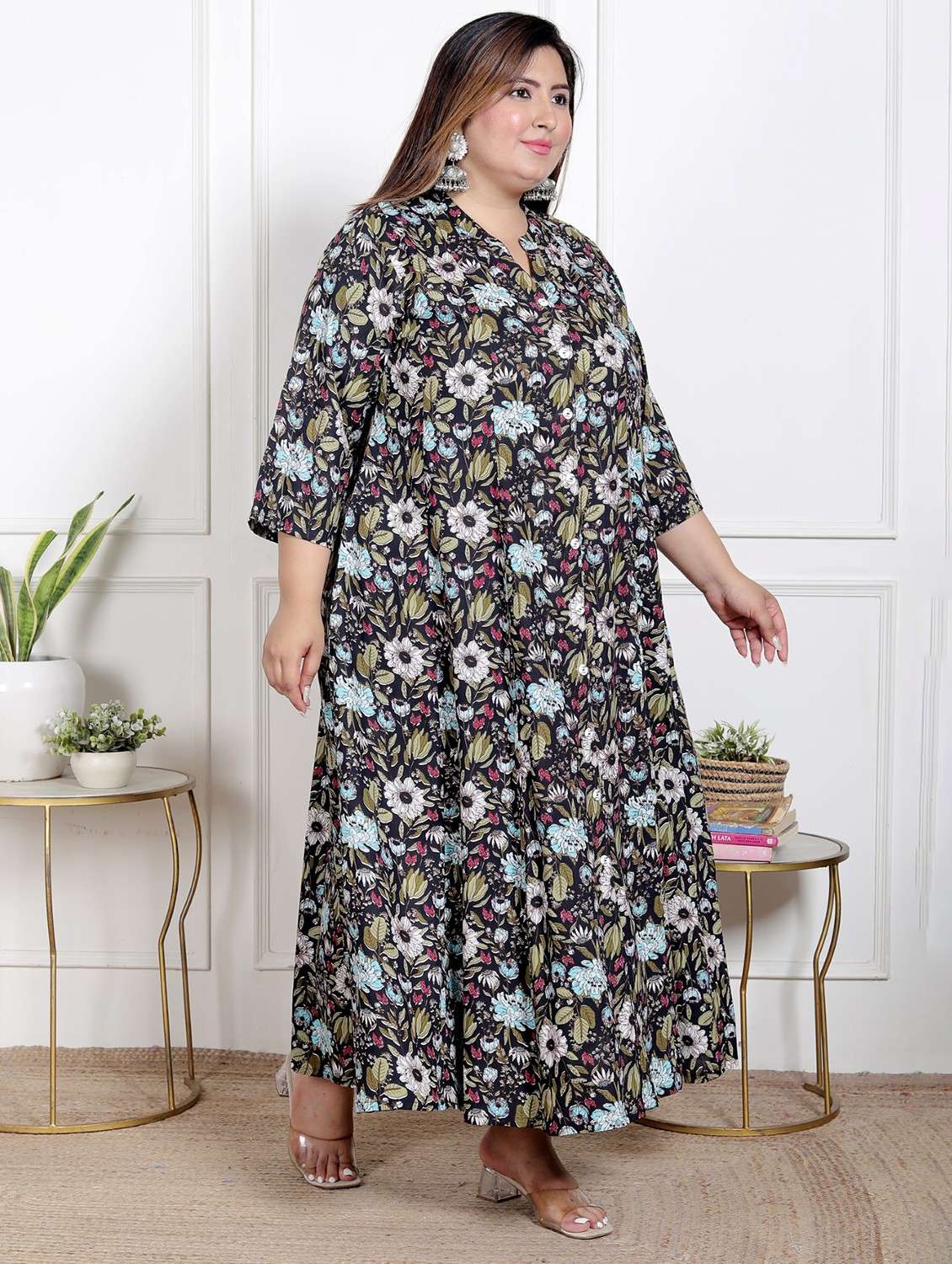 women plus size printed three quarter sleeve dress - 22076761 -  Standard Image - 1