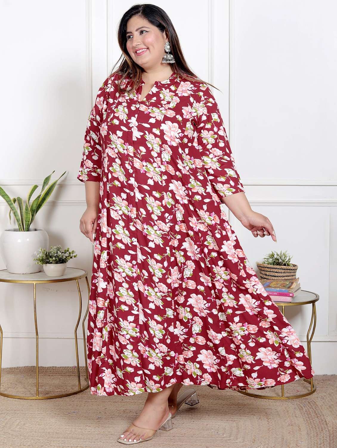 women plus size printed three quarter sleeve dress - 22076762 -  Standard Image - 1