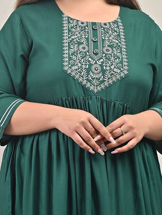 women embroidered three quarter sleeve a-line dress - 22076763 -  Standard Image - 4