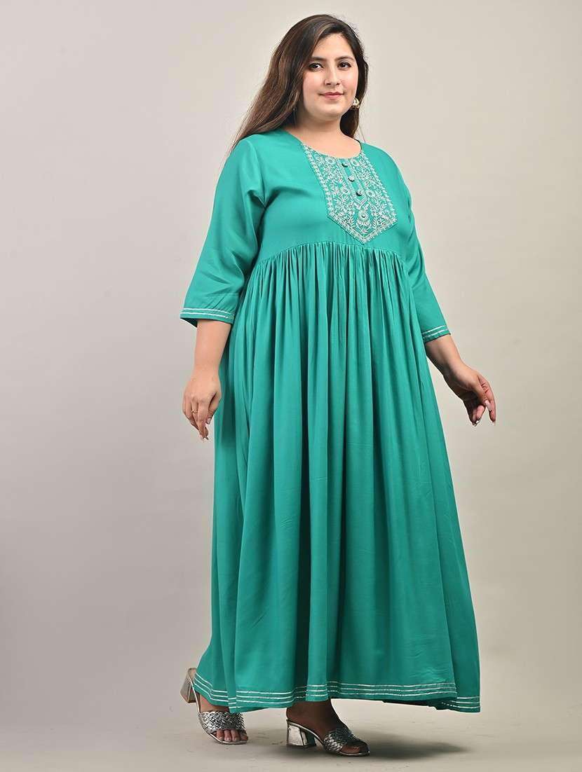 women plus size embroidered three quarter sleeve dress - 22076768 -  Standard Image - 1