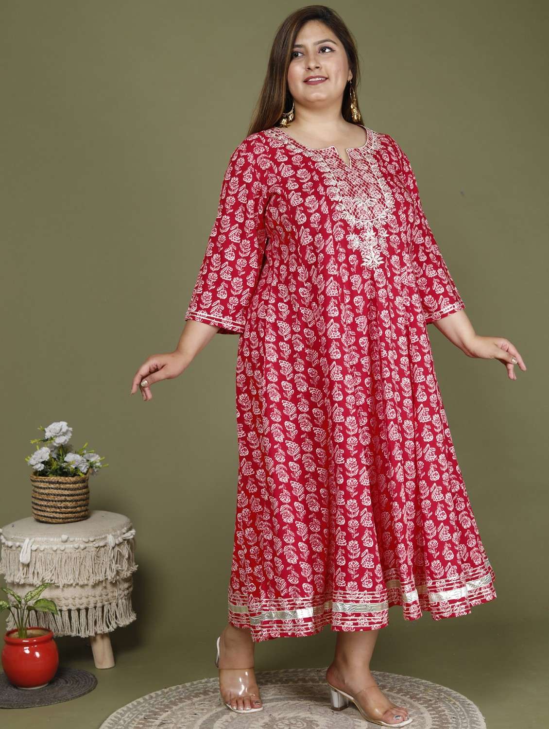 women plus size printed three quarter sleeve dress - 22076776 -  Standard Image - 1