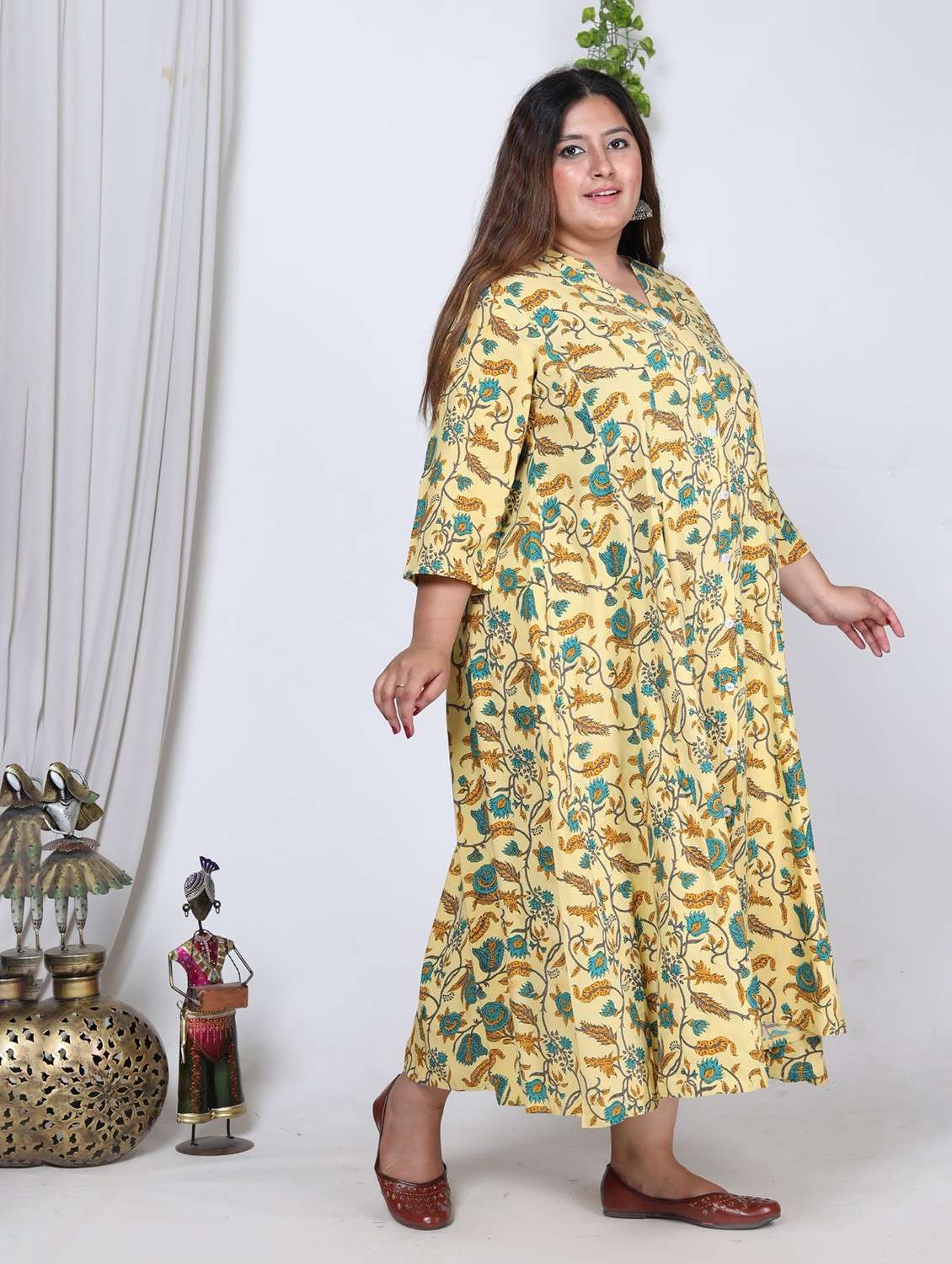women plus size printed three quarter sleeve dress - 22076782 -  Standard Image - 1