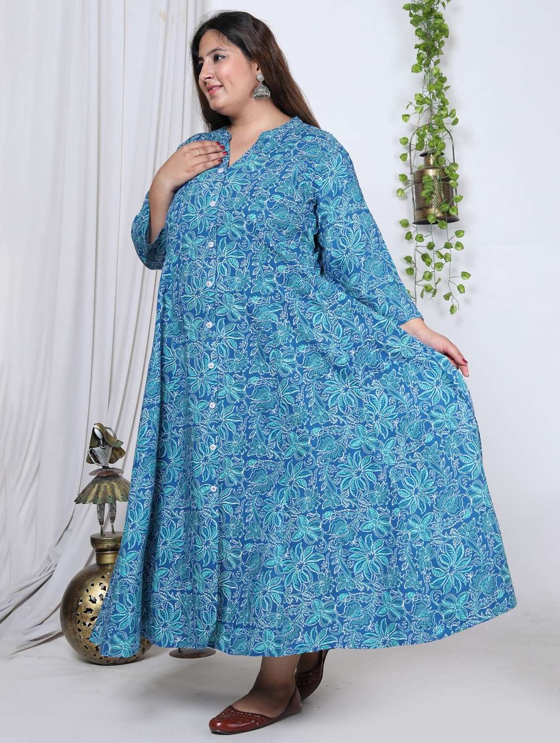 women plus size printed three quarter sleeve dress - 22076783 -  Standard Image - 1