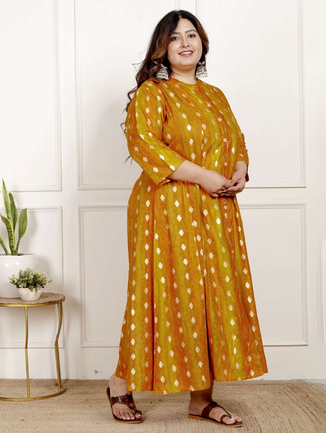 women plus size printed three quarter sleeve dress - 22076788 -  Standard Image - 1