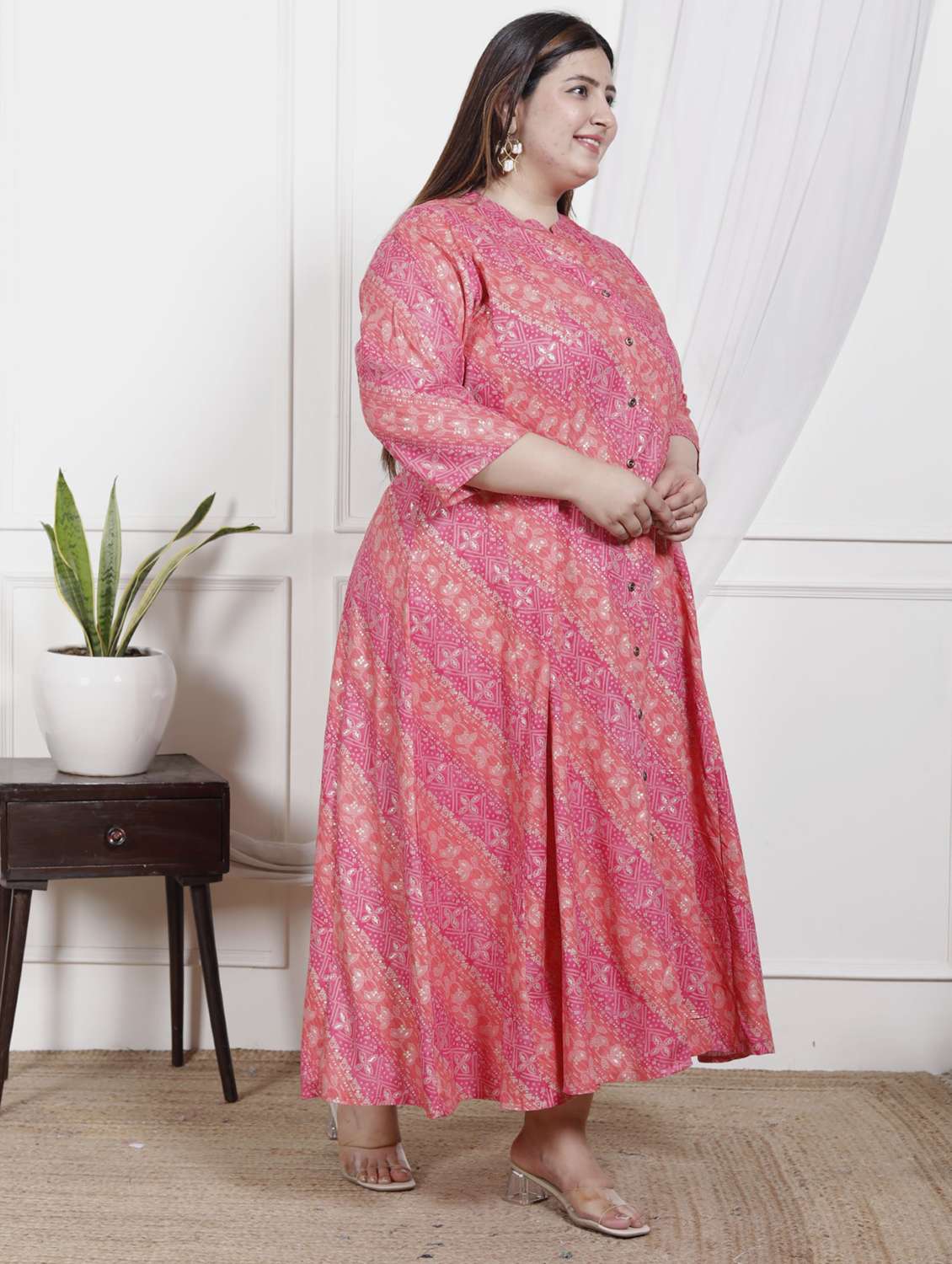 women plus size printed three quarter sleeve dress - 22076789 -  Standard Image - 1