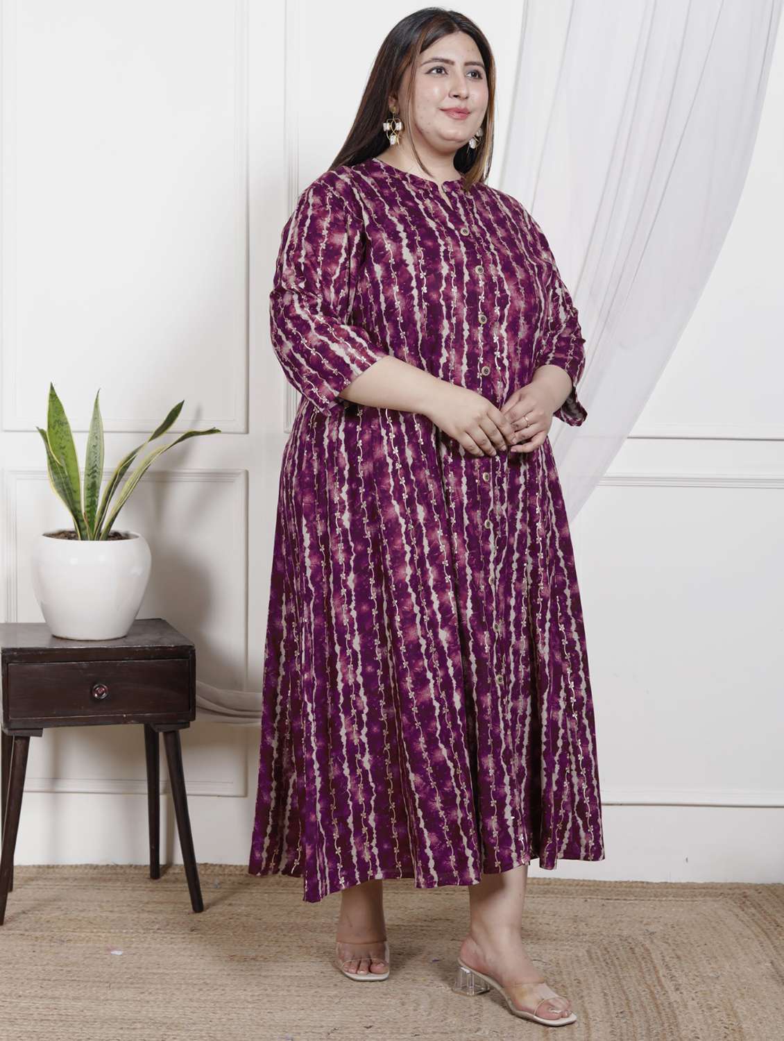 women plus size printed three quarter sleeve dress - 22076791 -  Standard Image - 1