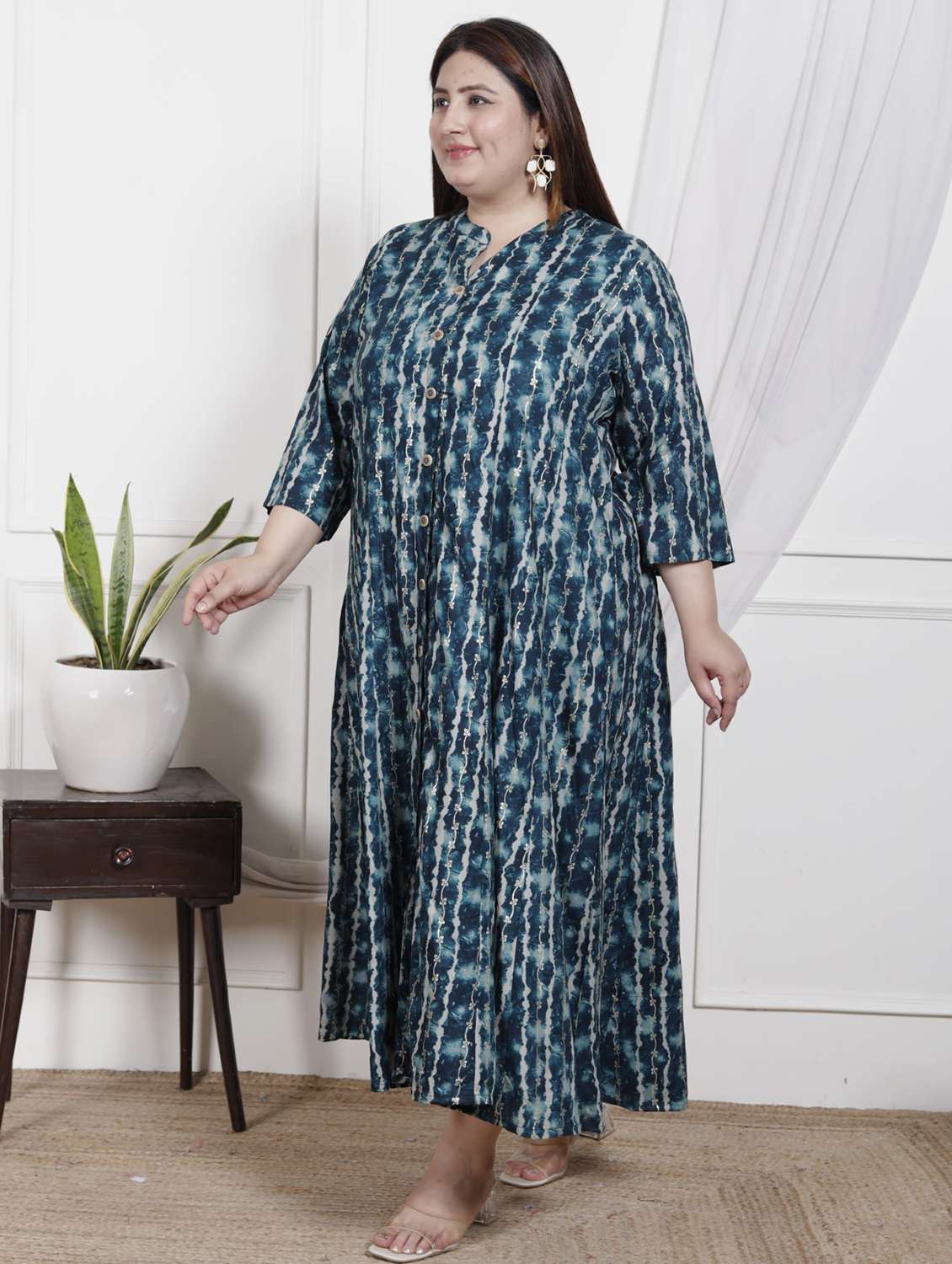 women plus size printed three quarter sleeve dress - 22076792 -  Standard Image - 1