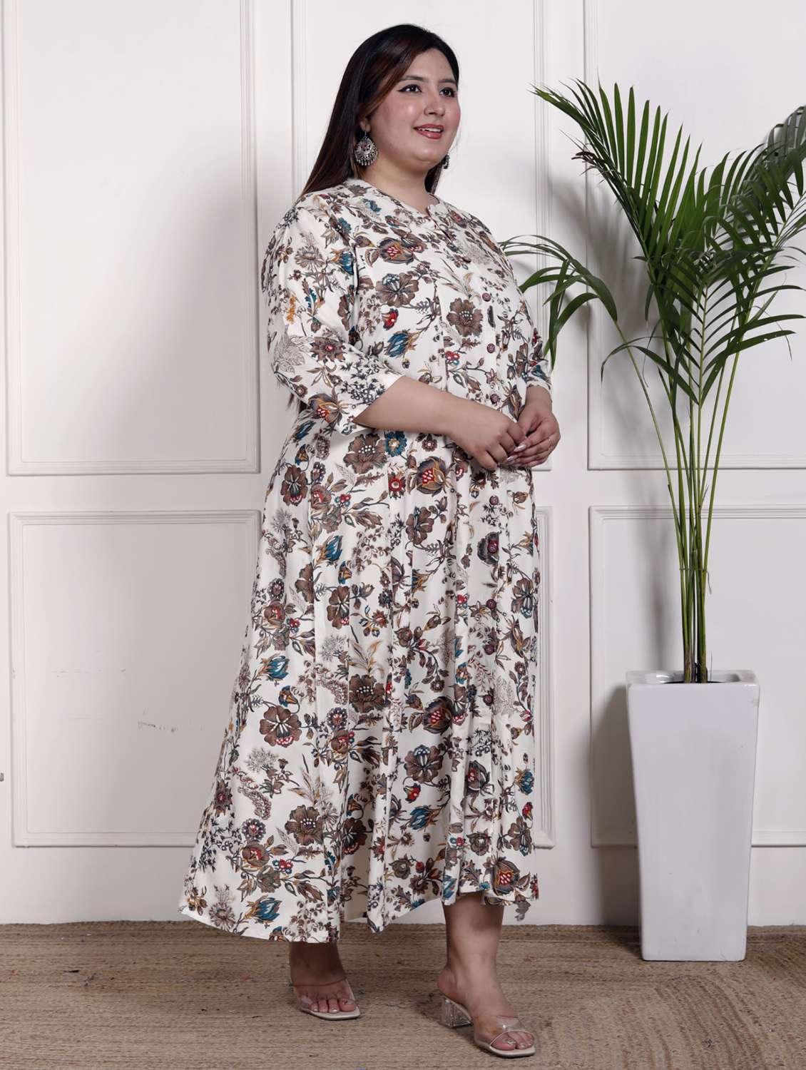 women plus size printed three quarter sleeve dress - 22076796 -  Standard Image - 1
