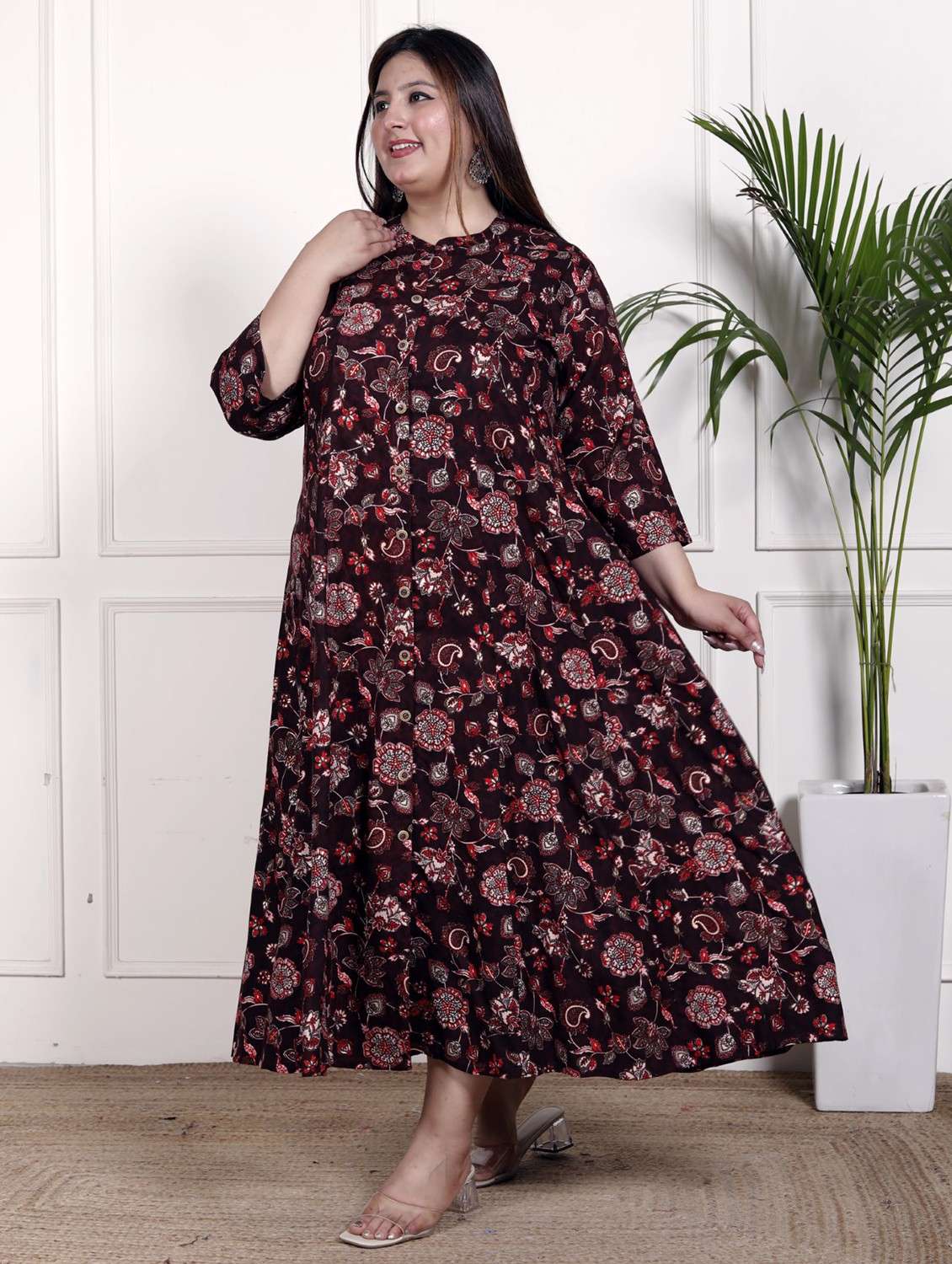 purple cotton blend gown dress - 22076797 -  Standard Image - 1