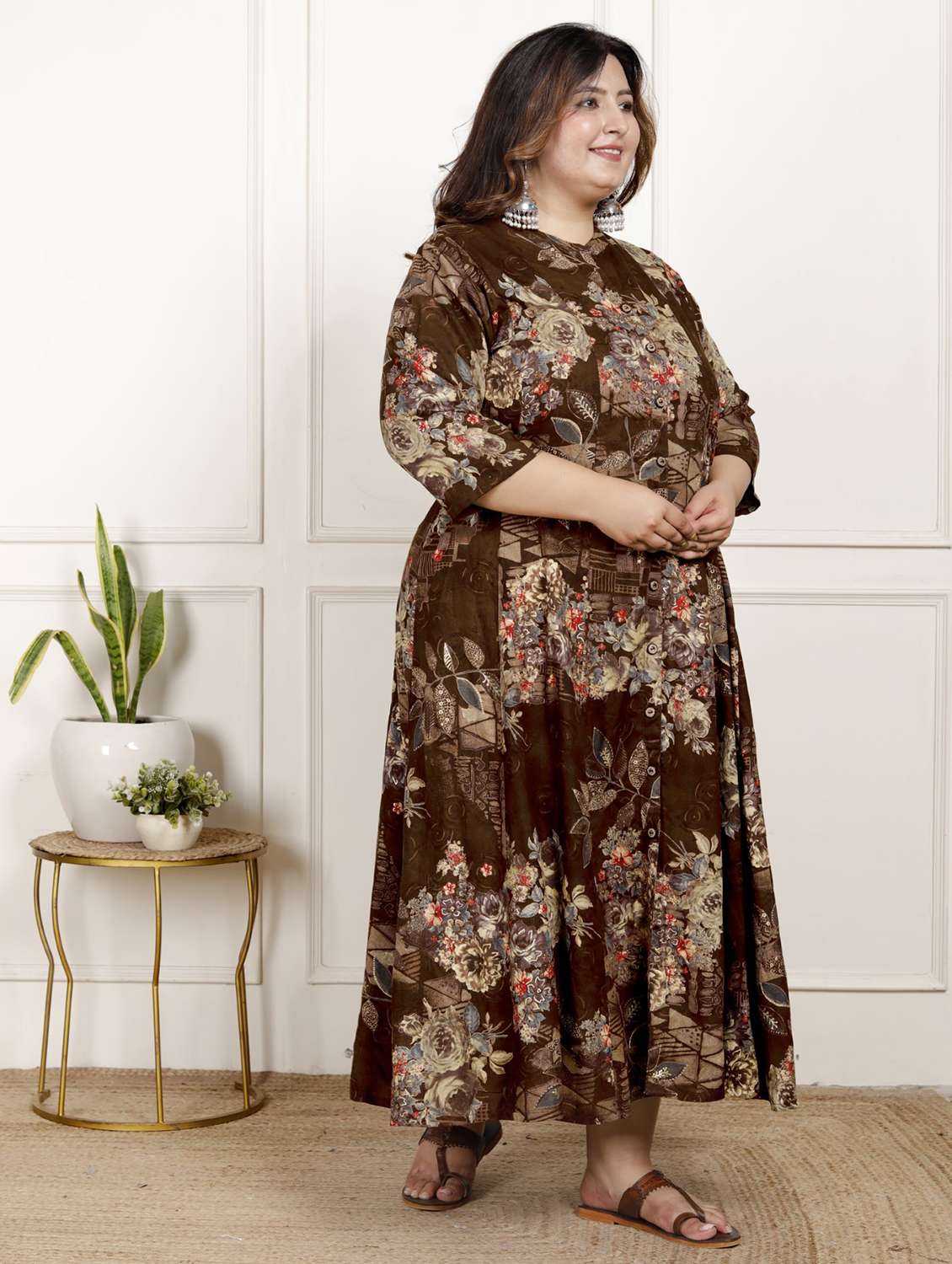 women plus size printed three quarter sleeve dress - 22076805 -  Standard Image - 1