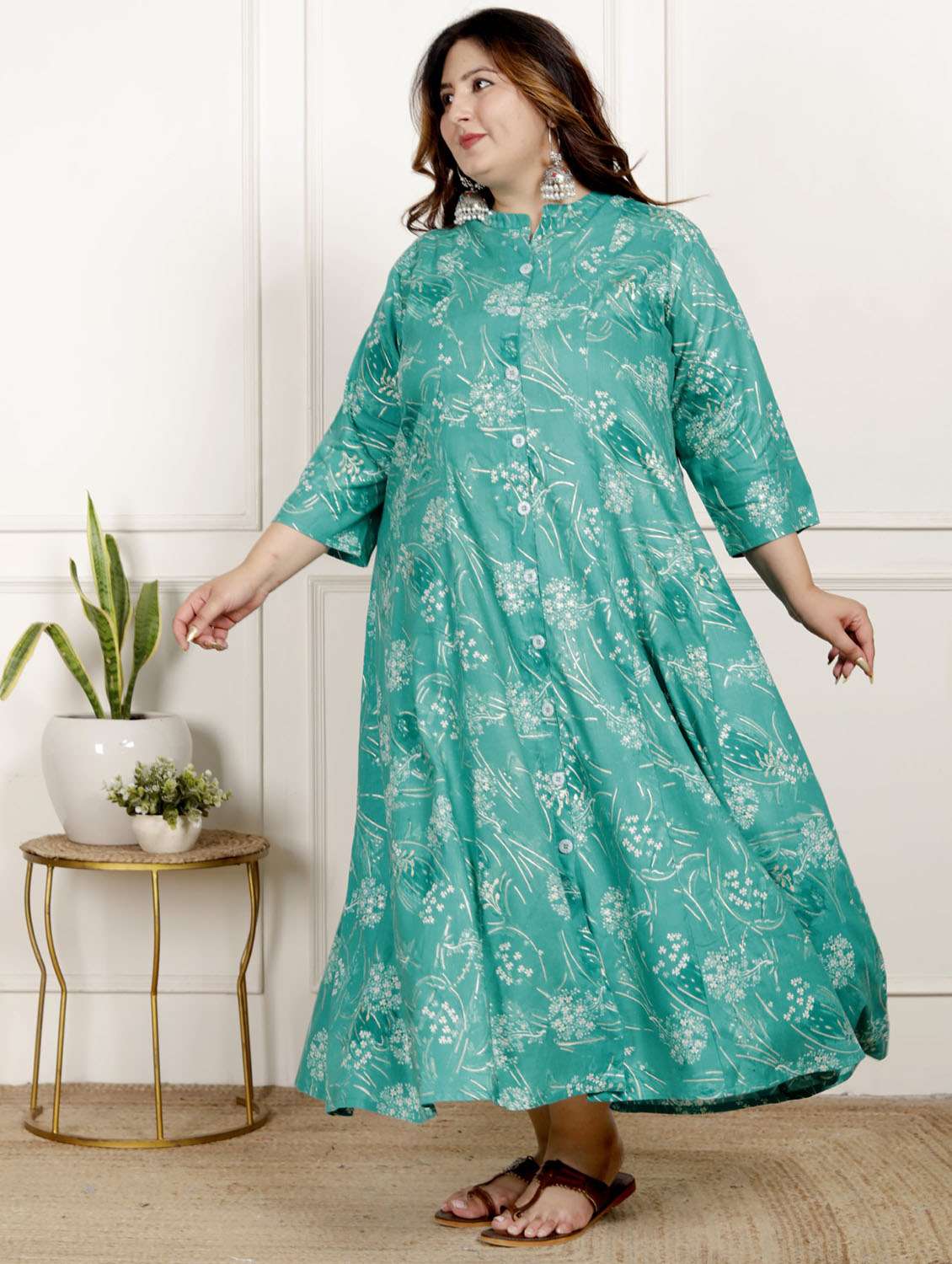 women plus size printed three quarter sleeve dress - 22076806 -  Standard Image - 1