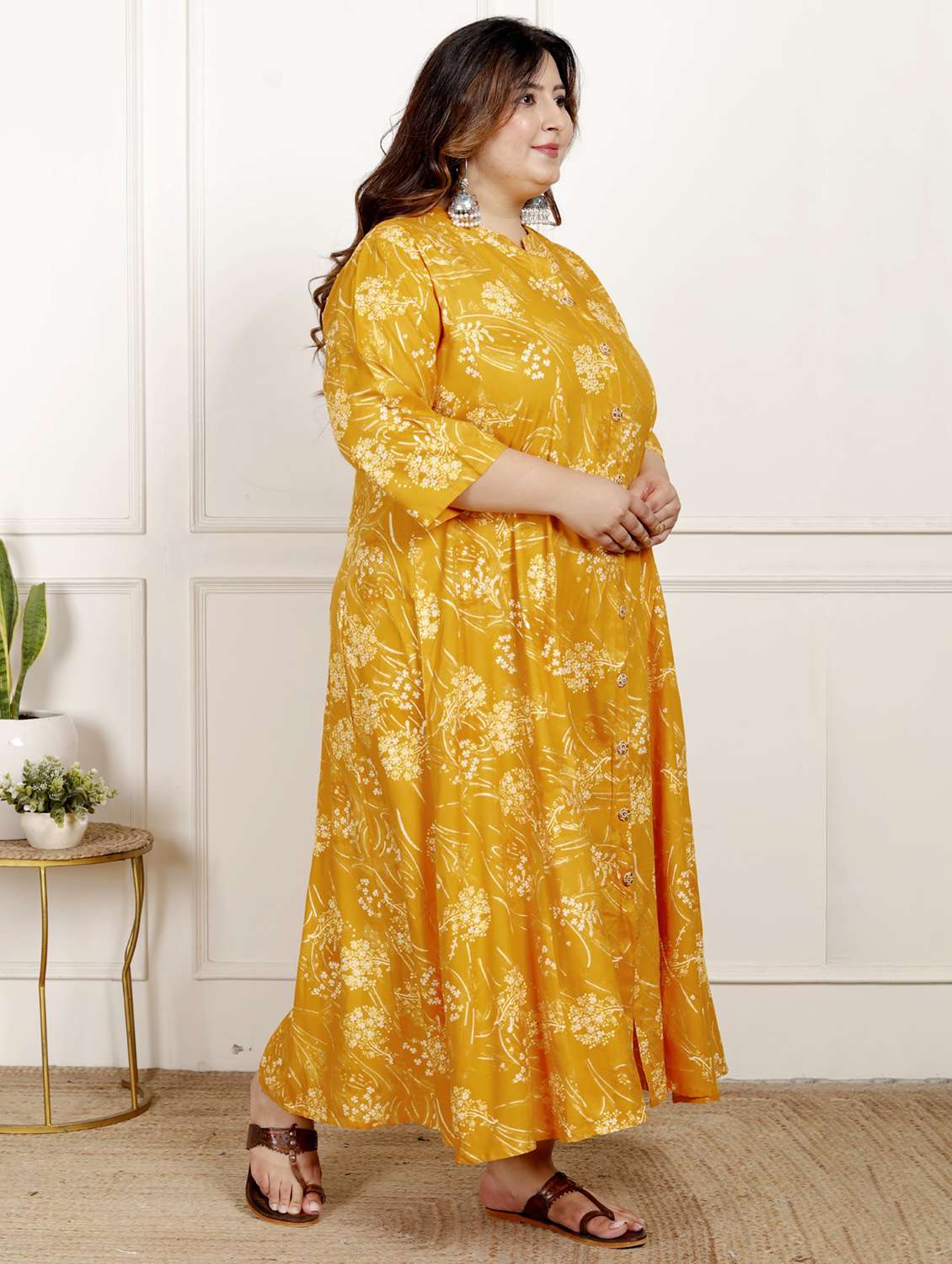 women plus size printed three quarter sleeve dress - 22076807 -  Standard Image - 1