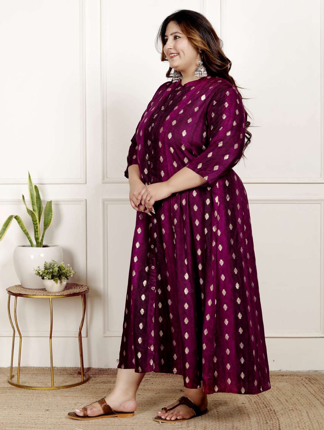 women plus size printed three quarter sleeve dress - 22076808 -  Standard Image - 1