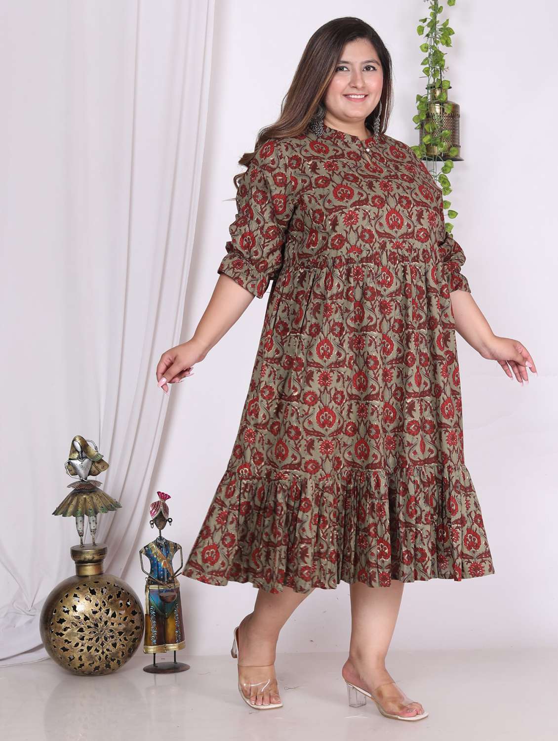 women plus size printed three quarter sleeve dress - 22076810 -  Standard Image - 1