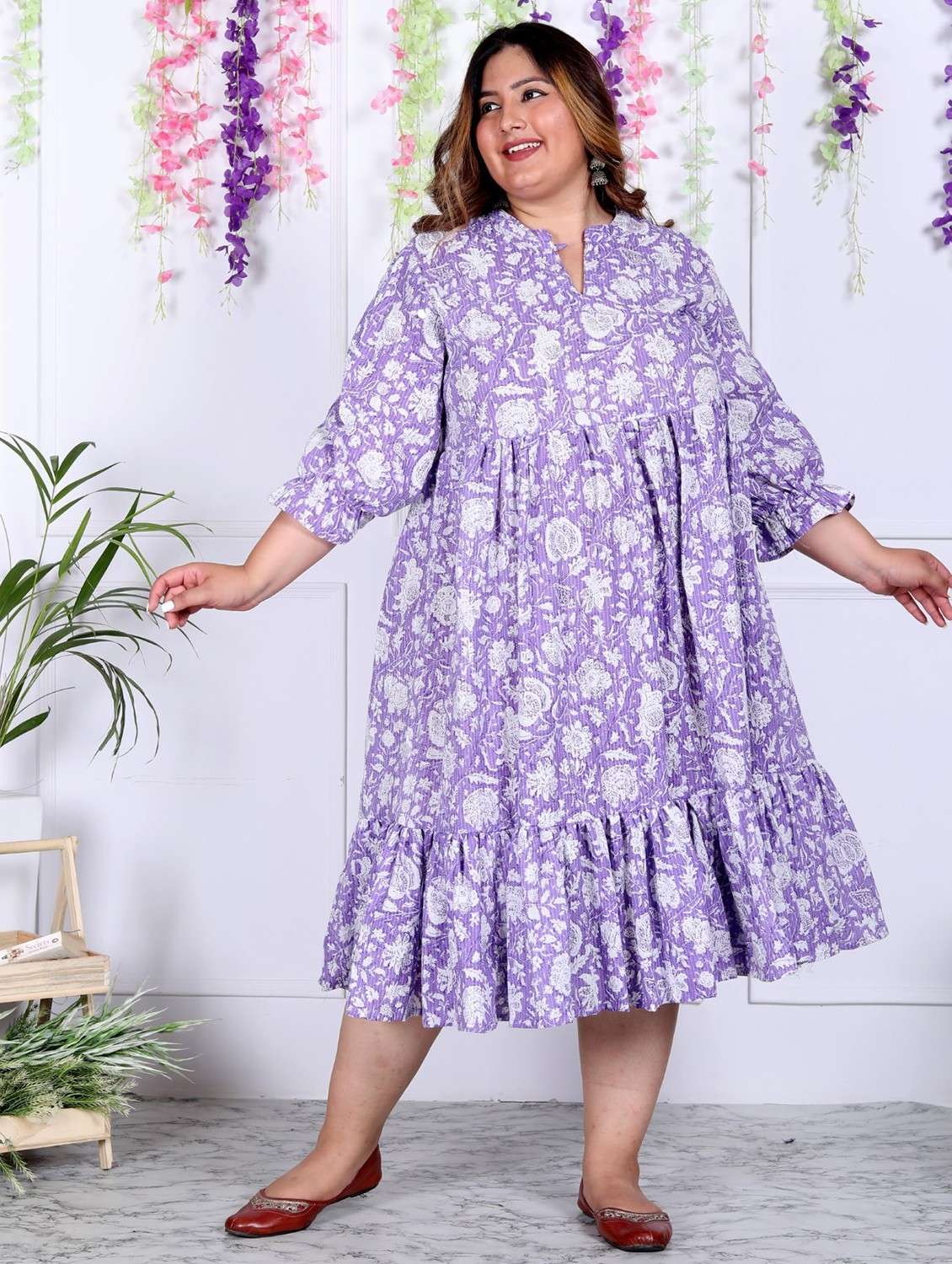 women plus size printed three quarter sleeve dress - 22076814 -  Standard Image - 1