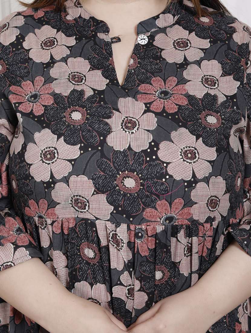 women plus size printed three quarter sleeve dress - 22076825 - Standard Image - 4