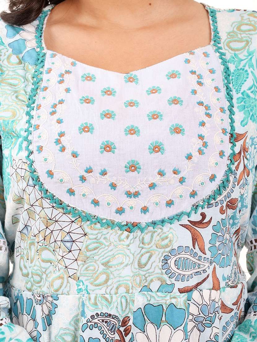 women printed long sleeve fit & flare dress - 22076832 - Standard Image - 4