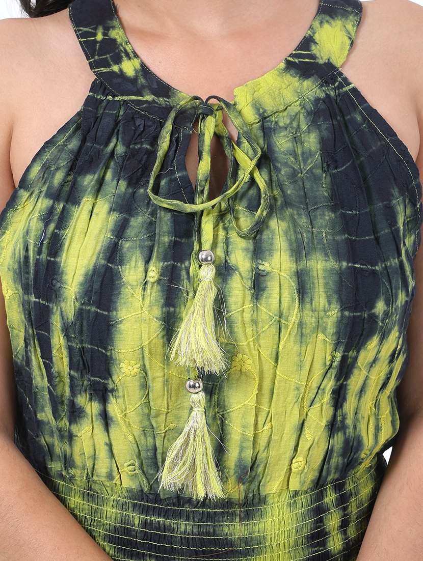 women tie & dye halter neck sleeveless fit & flare dress - 22076833 - Standard Image - 4