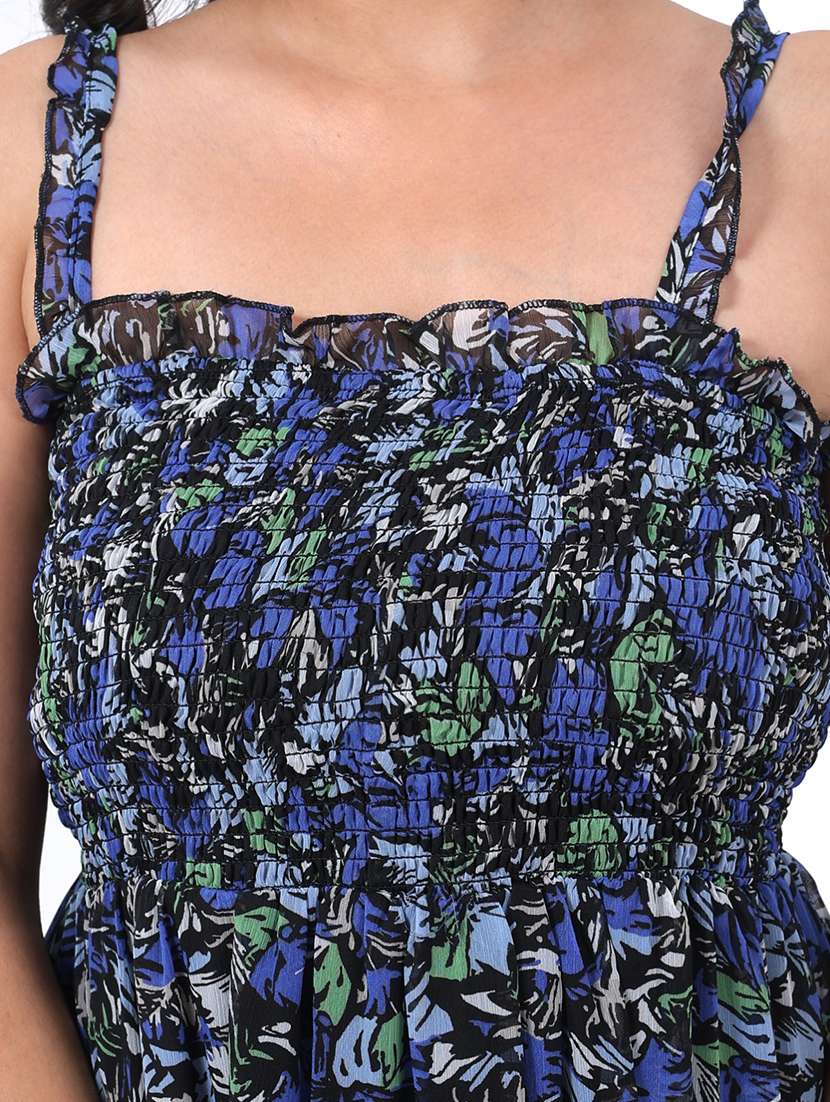 women printed shoulder strap tiered dress - 22076834 - Standard Image - 4