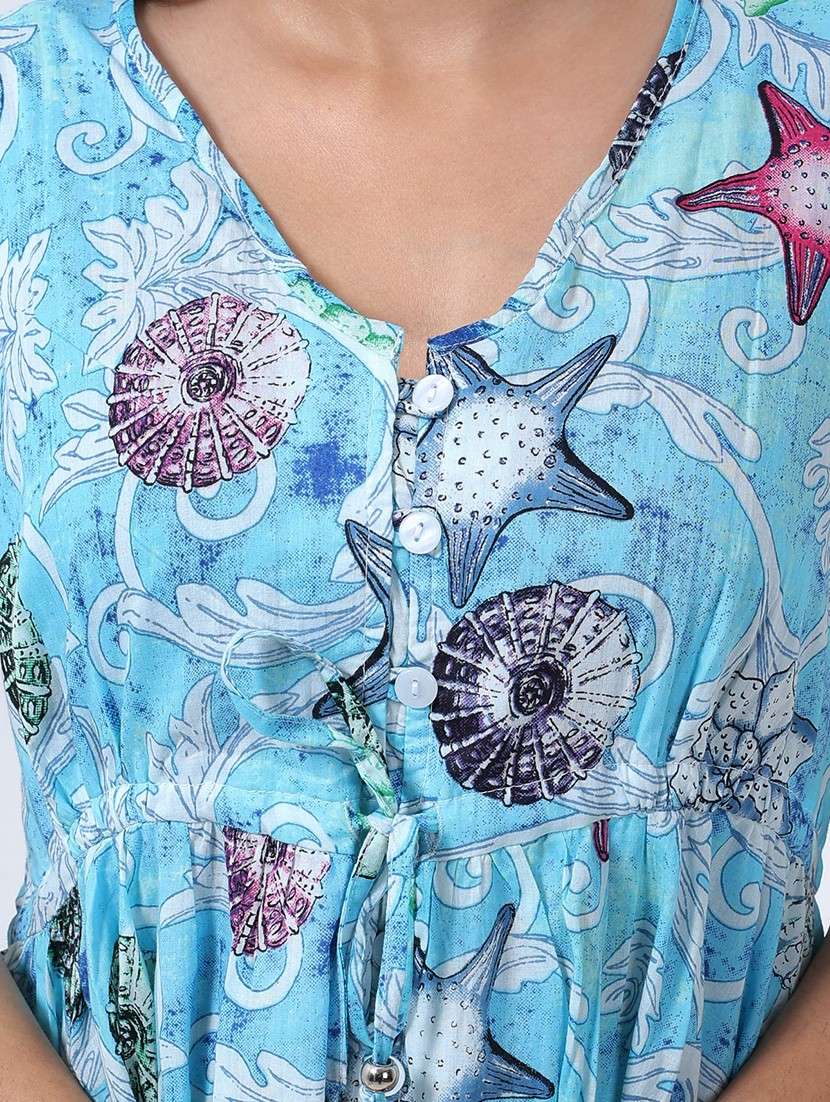 women printed short sleeve tiered maxi dress - 22076838 - Standard Image - 4