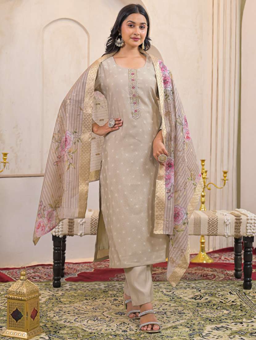 women three quarter sleeve kurta pant with dupatta set - 22076895 -  Standard Image - 1