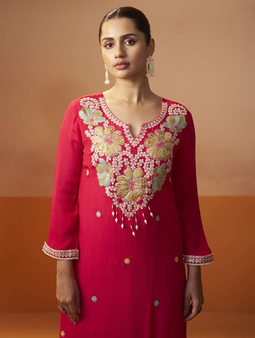 women embroidered long sleeve kurta pant with dupatta set - 22076911 - Standard Image - 4