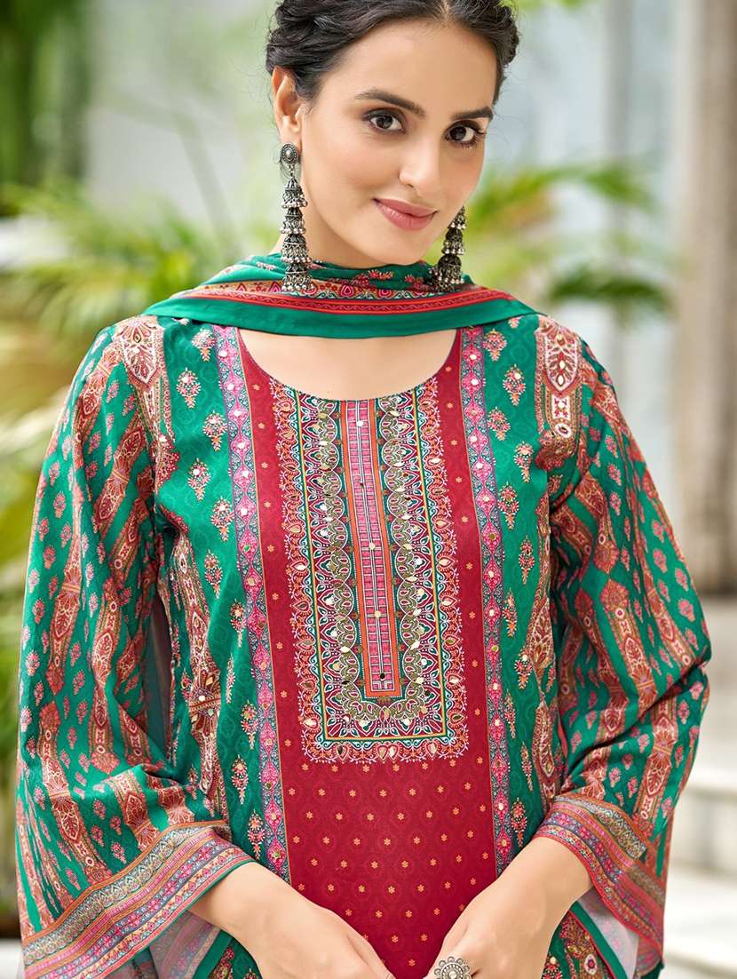 women printed long sleeve kurta palazzo with dupatta set - 22076919 - Standard Image - 1