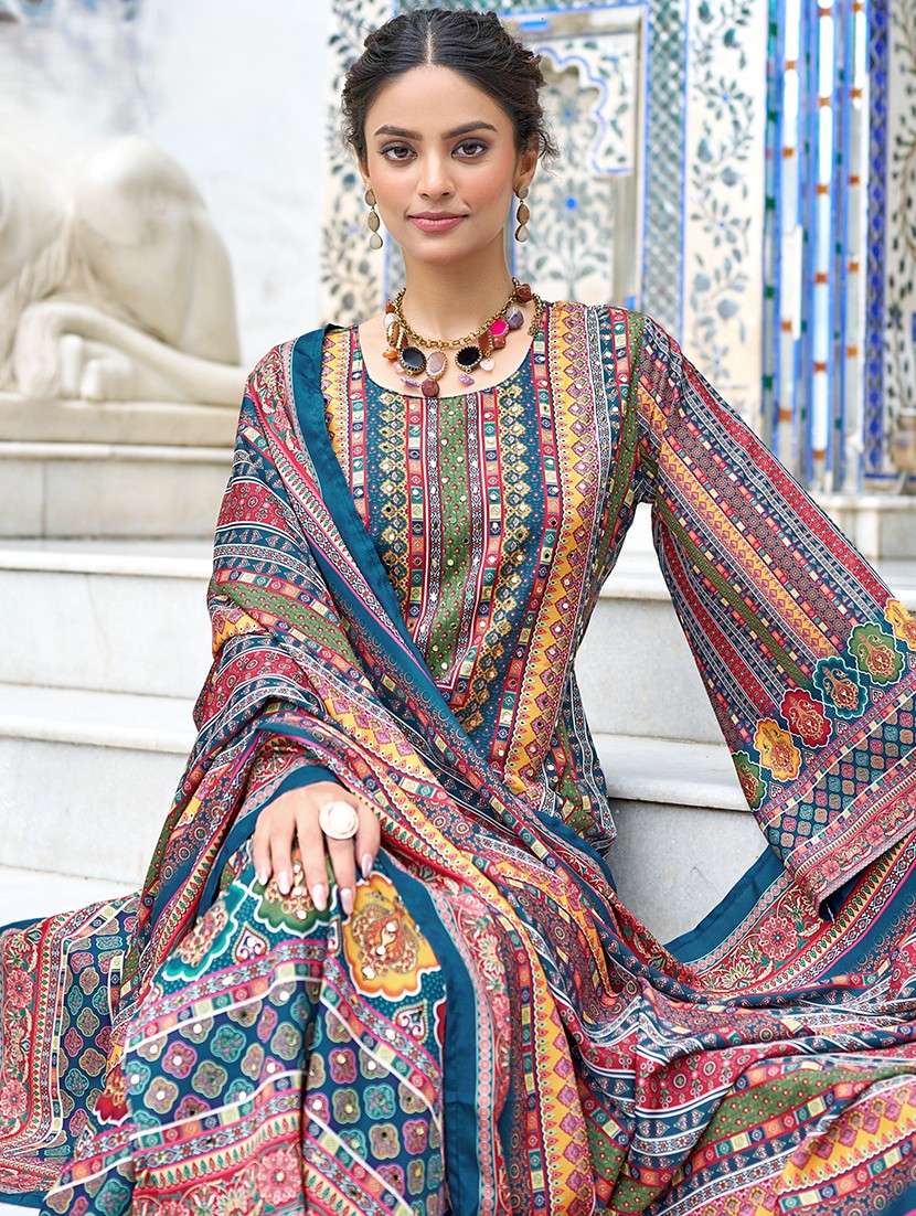 women printed long sleeve kurta palazzo with dupatta set - 22076920 -  Standard Image - 1