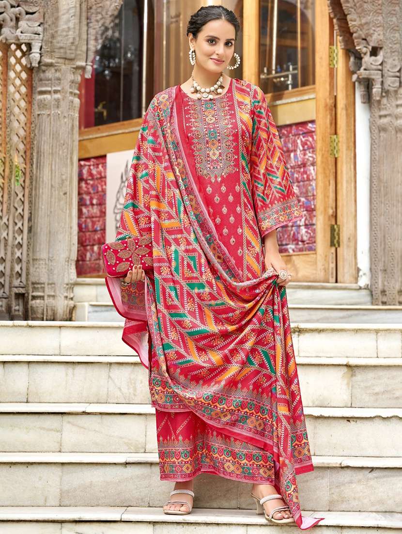 women printed long sleeve kurta palazzo with dupatta set - 22076921 -  Zoom Image - 0