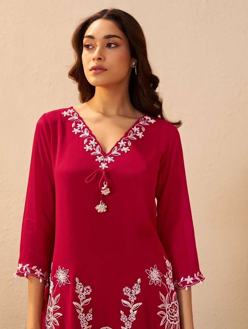 women embroidered three quarter sleeve kurta palazzo with dupatta set - 22076941 - Standard Image - 4