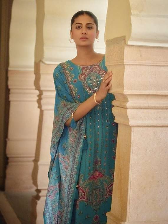 women printed kimono sleeve kaftan kurta with pant set - 22076962 - Standard Image - 4