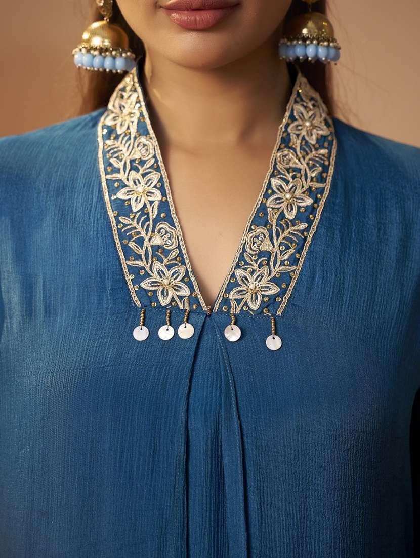 women embroidered three quarter sleeve kurta pant with dupatta set - 22076984 - Standard Image - 4