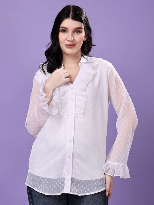 women self designed long sleeve sheer shirt - 22077005 -  Standard Image - 0