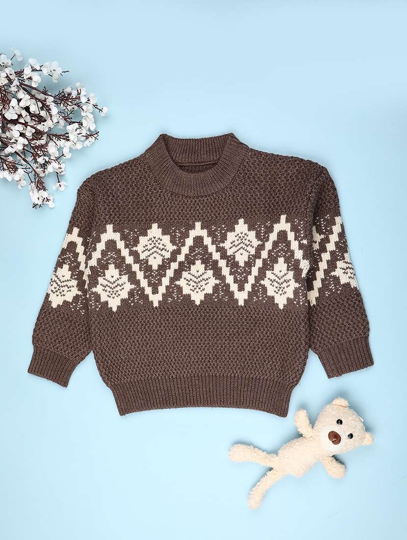 boys self design long sleeve sweater