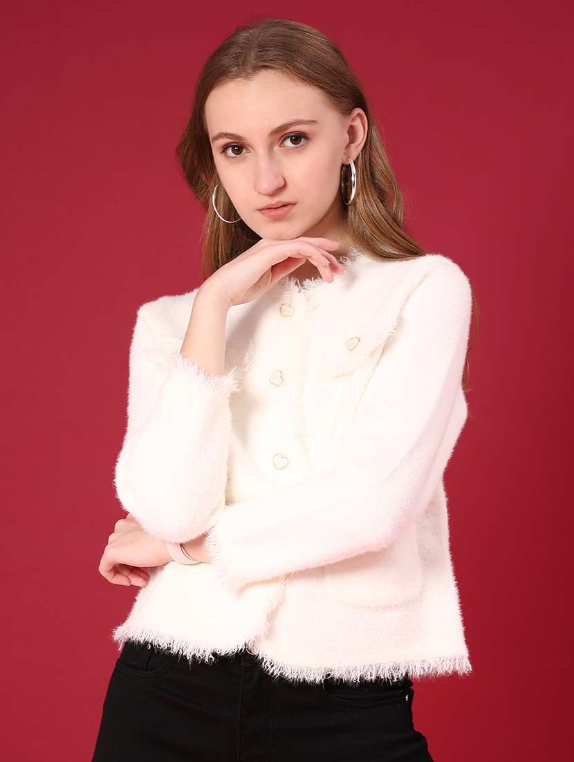 women solid long sleeve cardigan