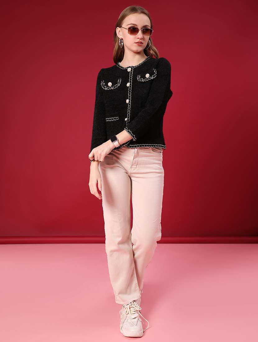 women solid long sleeve cardigan - 22077471 -  Standard Image - 4