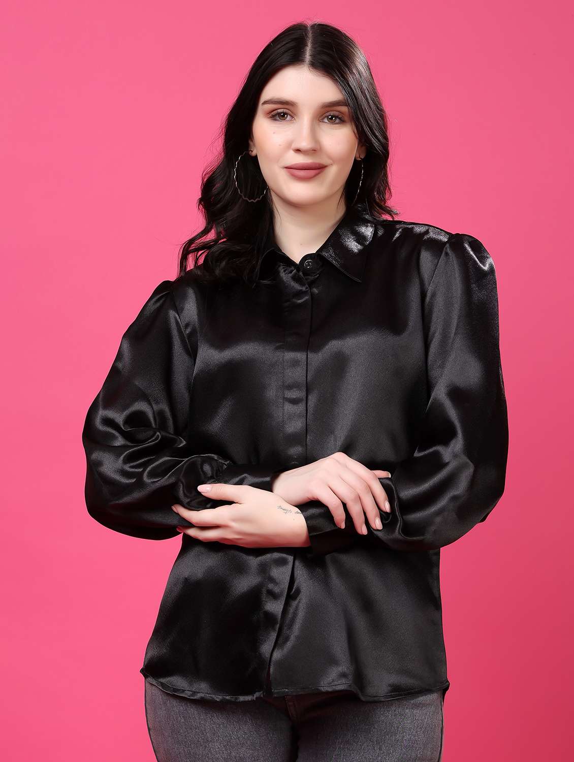 black satin regular shirt