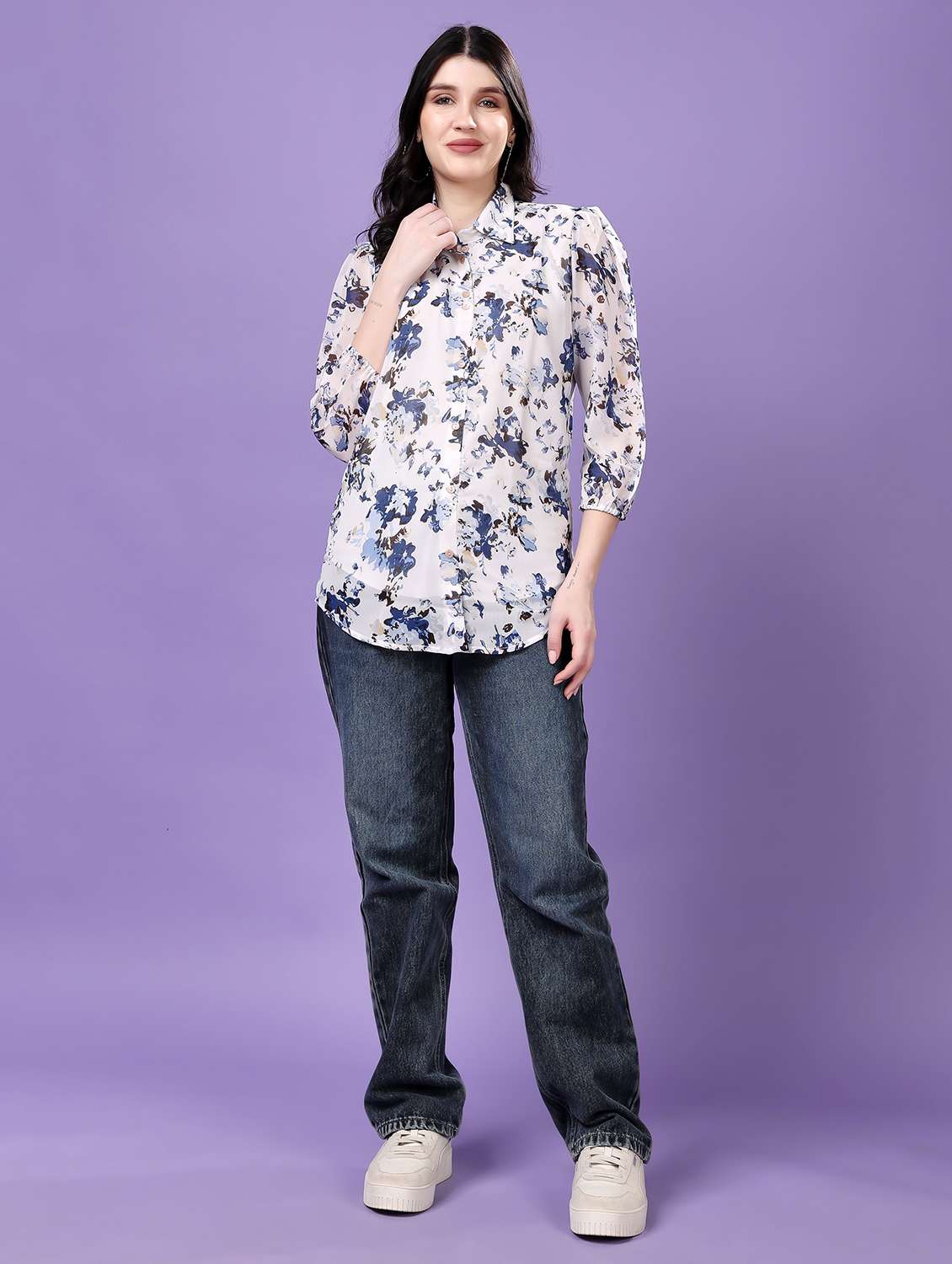 multi colored georgette regular shirt - 22077608 - Standard Image - 4
