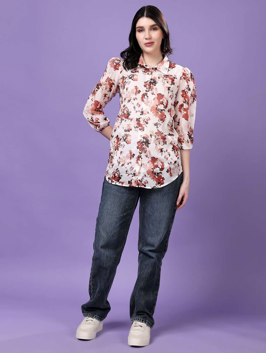 multi colored georgette regular shirt - 22077609 - Standard Image - 4