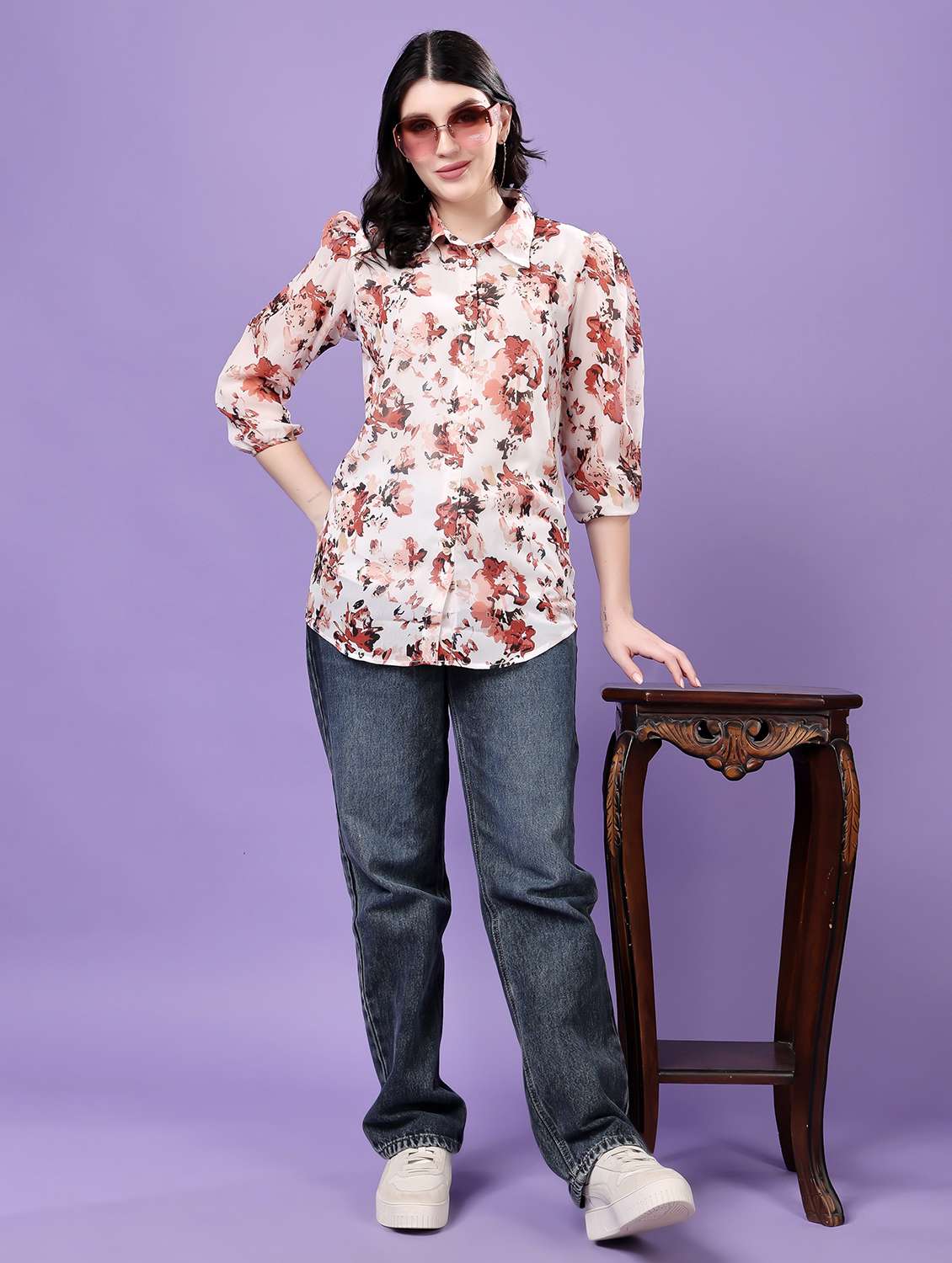 multi colored georgette regular shirt - 22077609 - Standard Image - 6