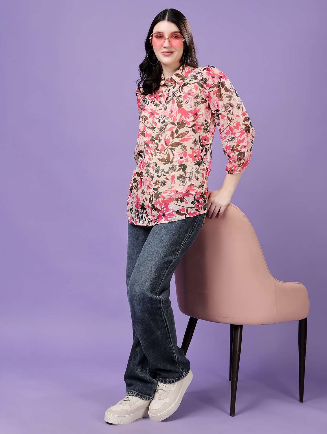 multi colored georgette regular shirt - 22077610 - Standard Image - 6