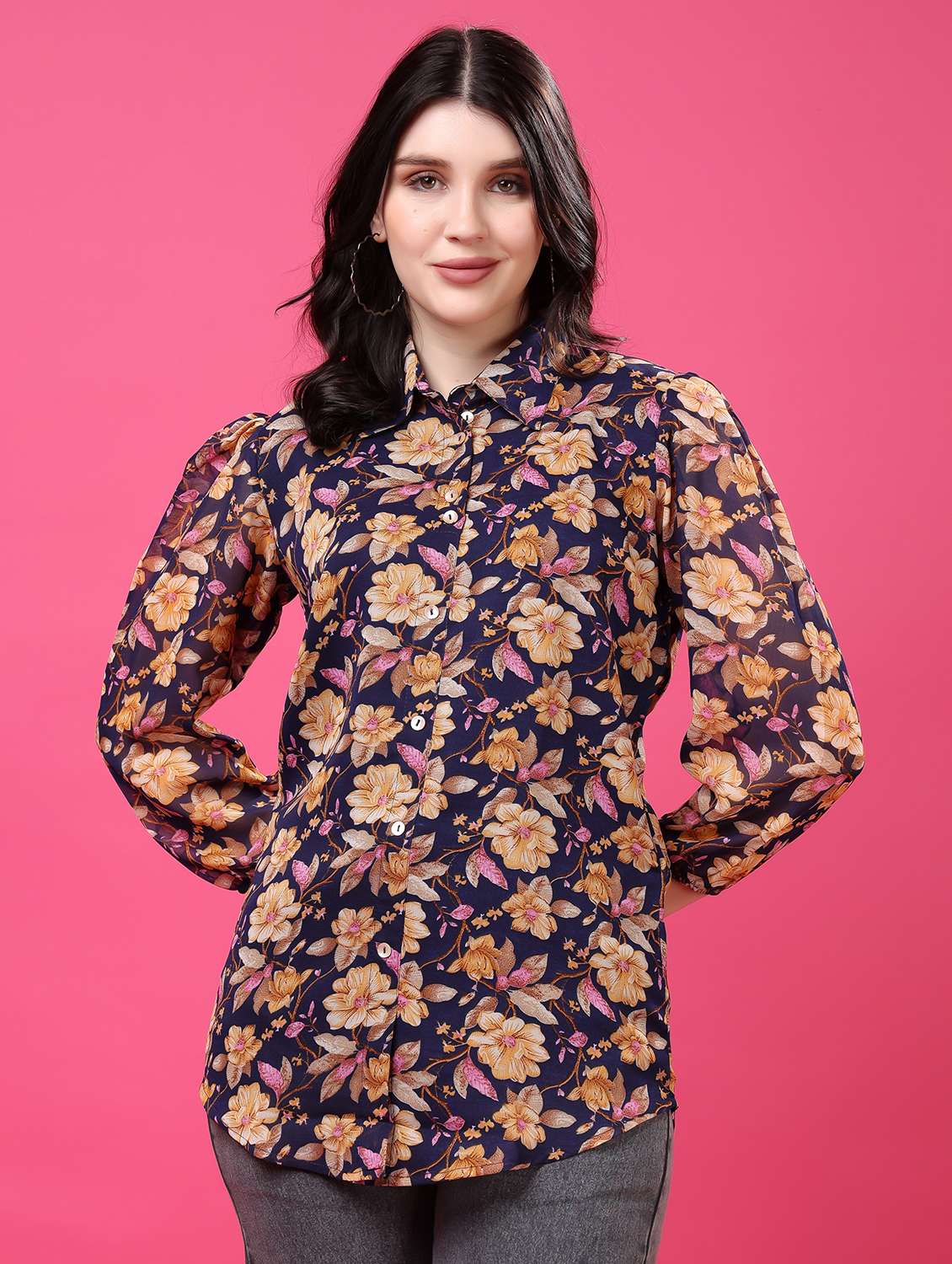 multi colored georgette regular shirt