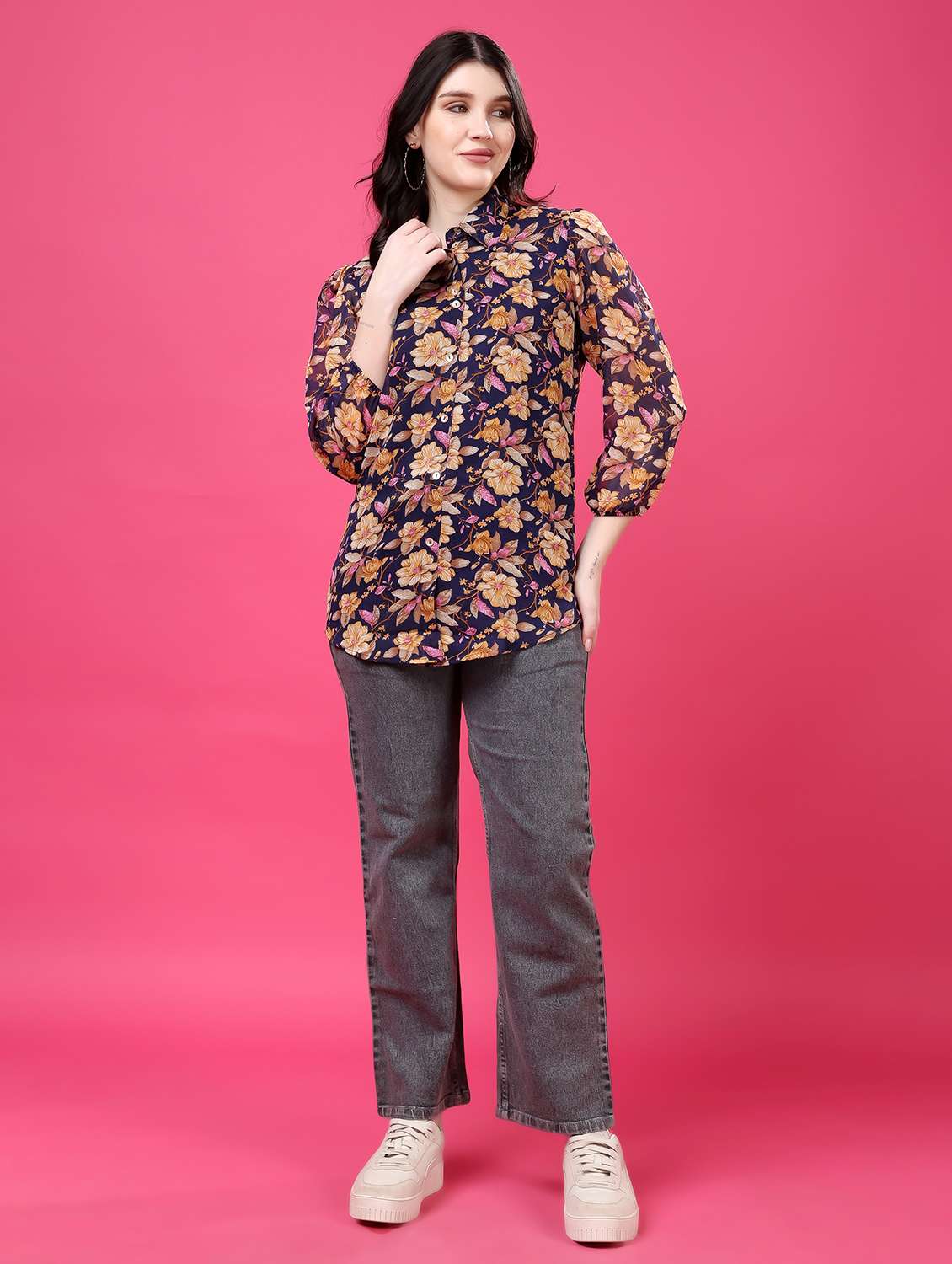 multi colored georgette regular shirt - 22077611 - Standard Image - 4